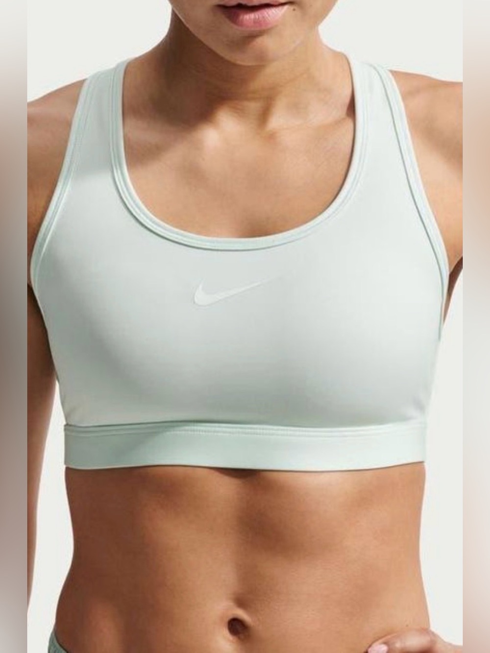 Nike Women’s Large Swoosh Med Support Padded Racerback Sports Bra Barely Green